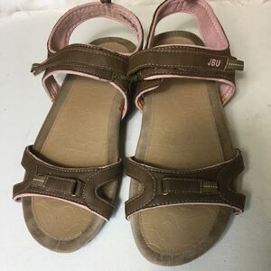 JBU Brown with pink trim vegan sports sandals SZ11